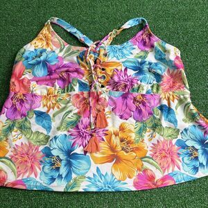 Terra & Sky Women Floral Tropical Swimsuit Top‎ 2X Plus 20W-22W
